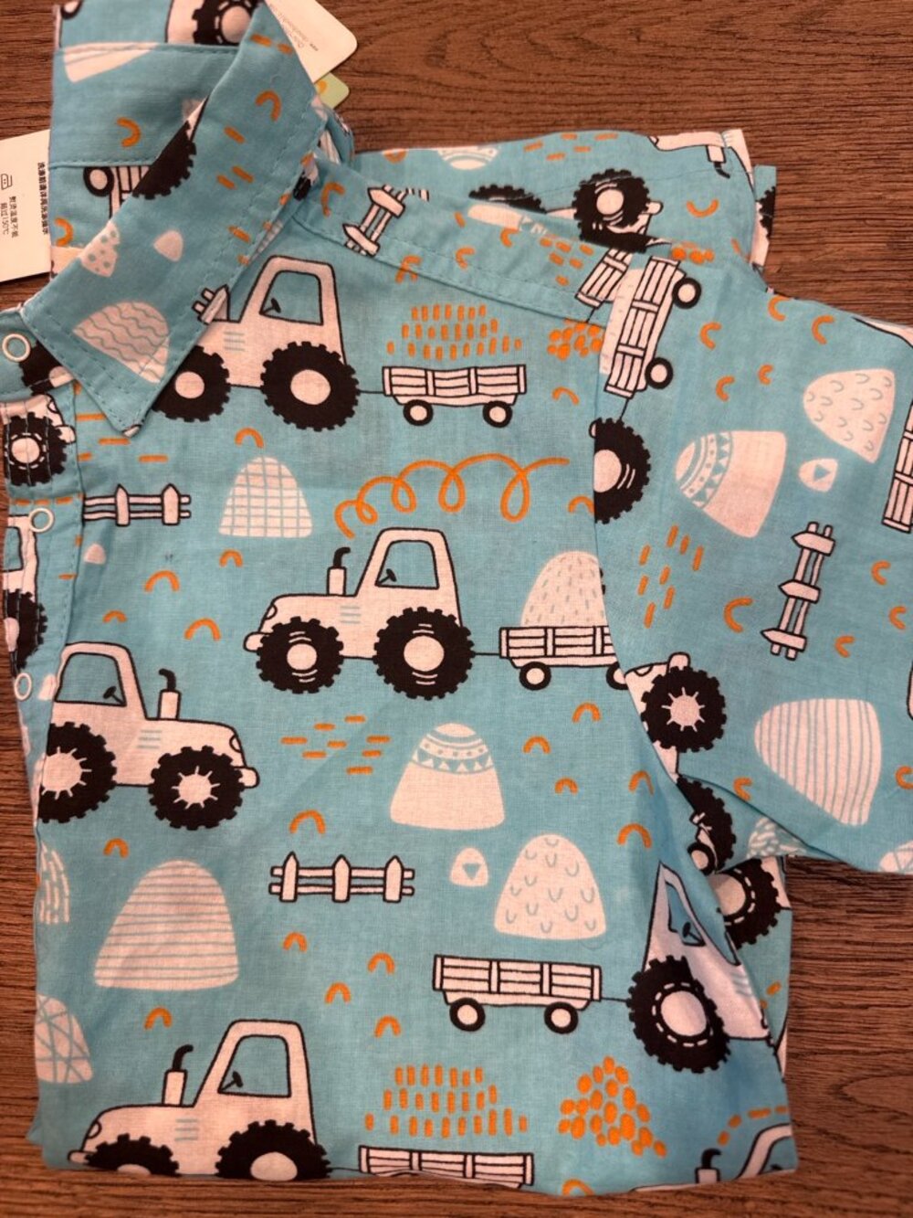 Chou Chou Chic Boys Tractor Print Shirt Size 130 Sz 6 Farm Construction Top